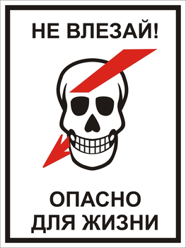S29/1 Не влезай! опасно для жизни! "череп" (пластик) - Знаки безопасности - Знаки по электробезопасности - vektorb.ru